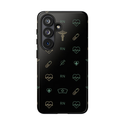 RN Nurse Phone Case – Minimal Medical Icon Pattern Healthcare Worker Tough Case