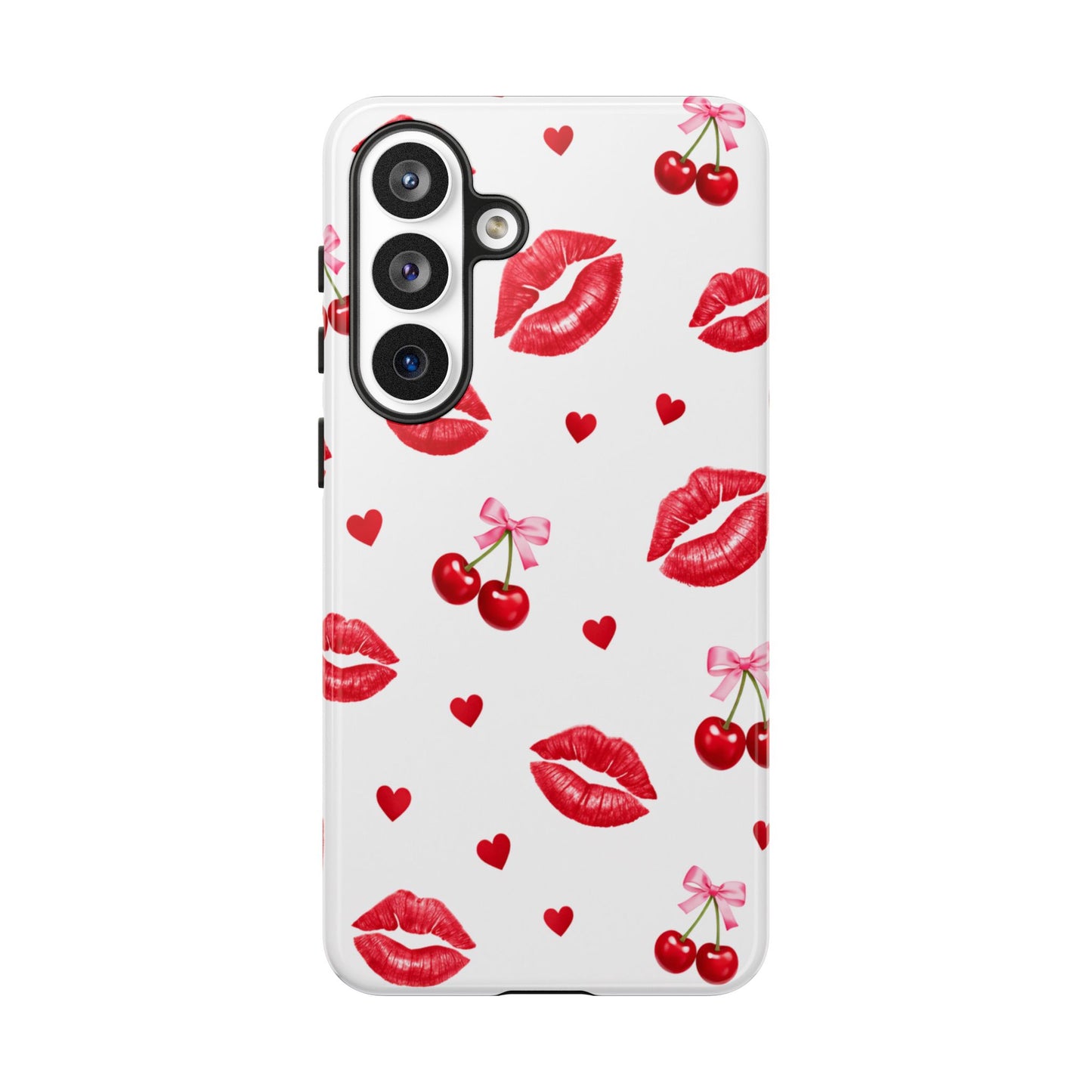 Red Lips & Cherry Phone Case – Y2K Retro Aesthetic Tough Cover