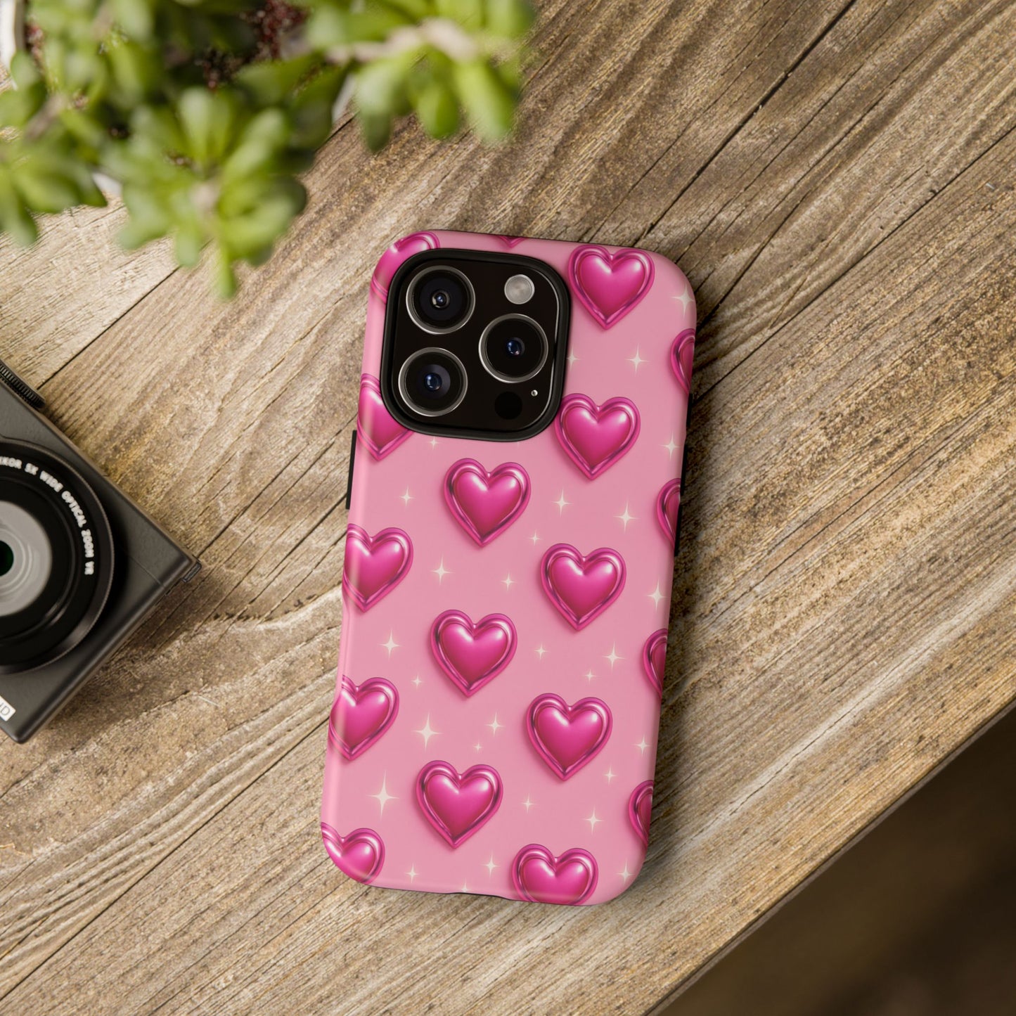 Pink Heart Pattern Phone Case | Tough Protective Case for Iphone, Samsung Galaxy and Pixel