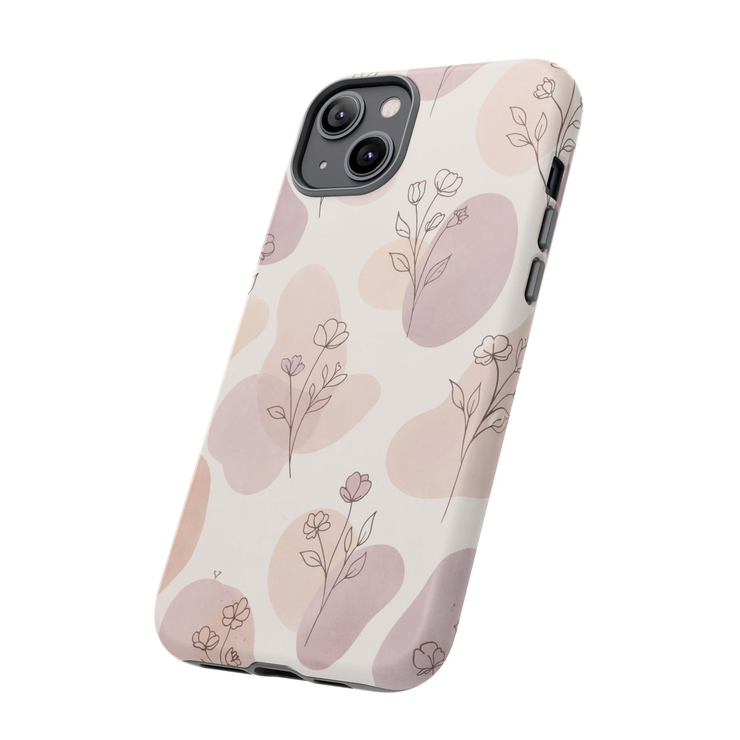 Blush Floral Phone Case Neutral Botanical Watercolor Tough Cover