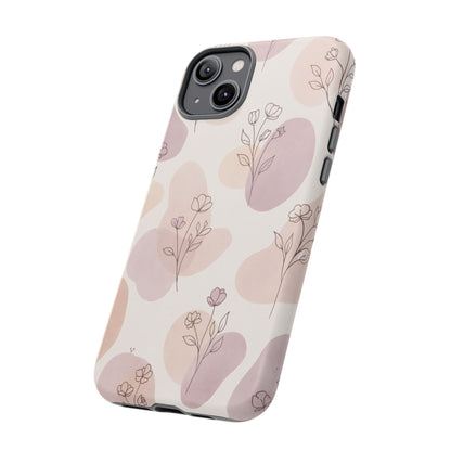 Blush Floral Phone Case Neutral Botanical Watercolor Tough Cover