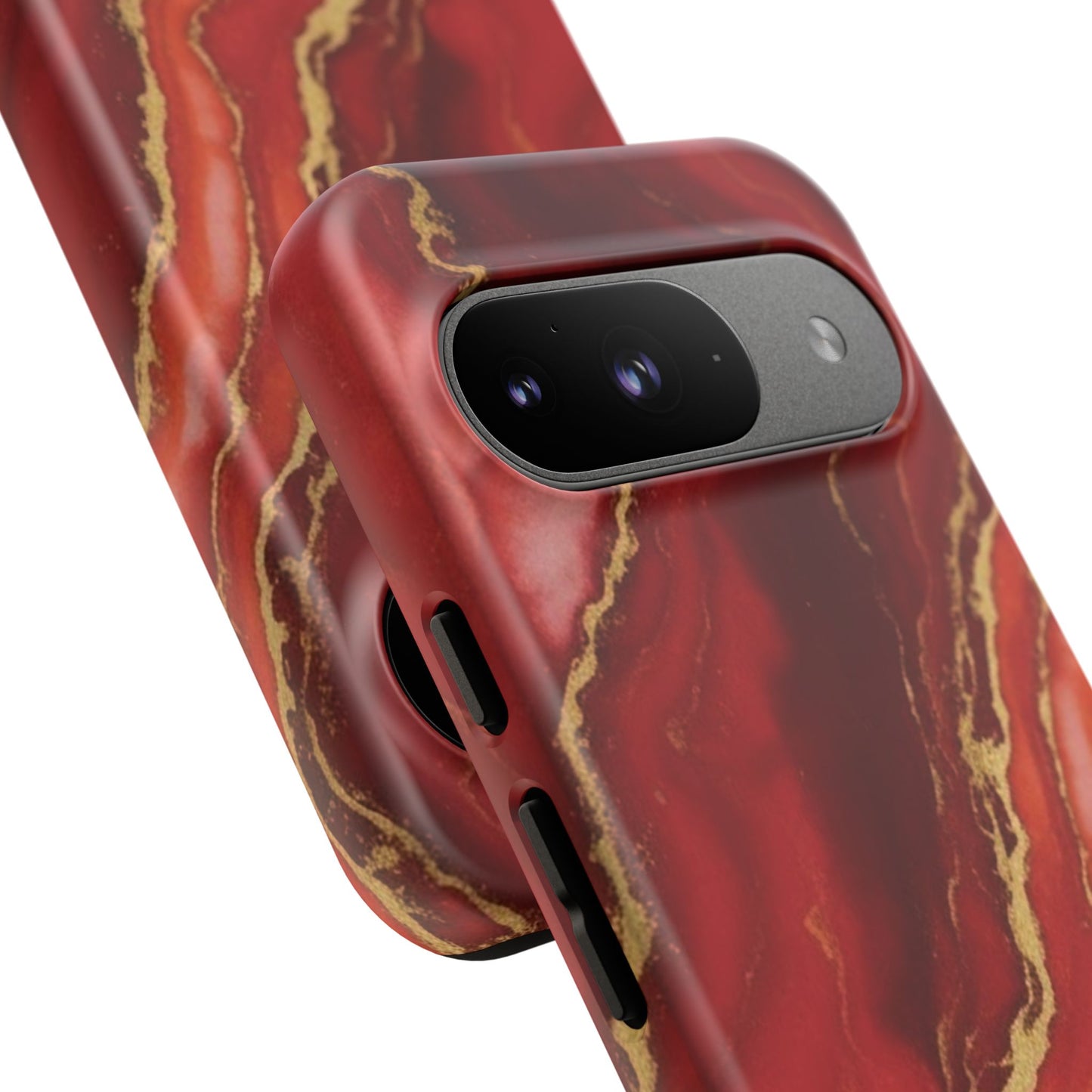 Red Agate Marble Phone Case with Gold Veins – Luxury Tough iPhone & Samsung Case
