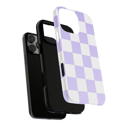 Lavender Checkerboard Phone Case | Pastel Aesthetic Checkered iPhone & Samsung Tough Case