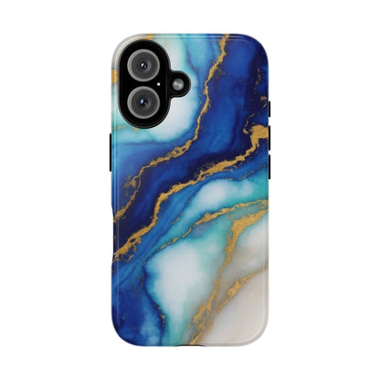 Blue & Gold Marble Phone Case – Luxury Resin Art Tough Case (iPhone, Samsung, Pixel)