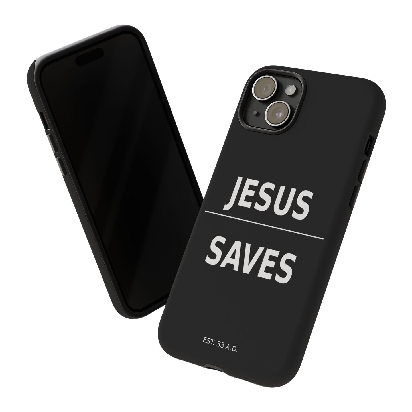 Jesus Saves Phone Case Christian Religious Minimalist Black Tough Cover