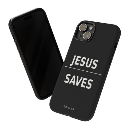Jesus Saves Phone Case Christian Religious Minimalist Black Tough Cover