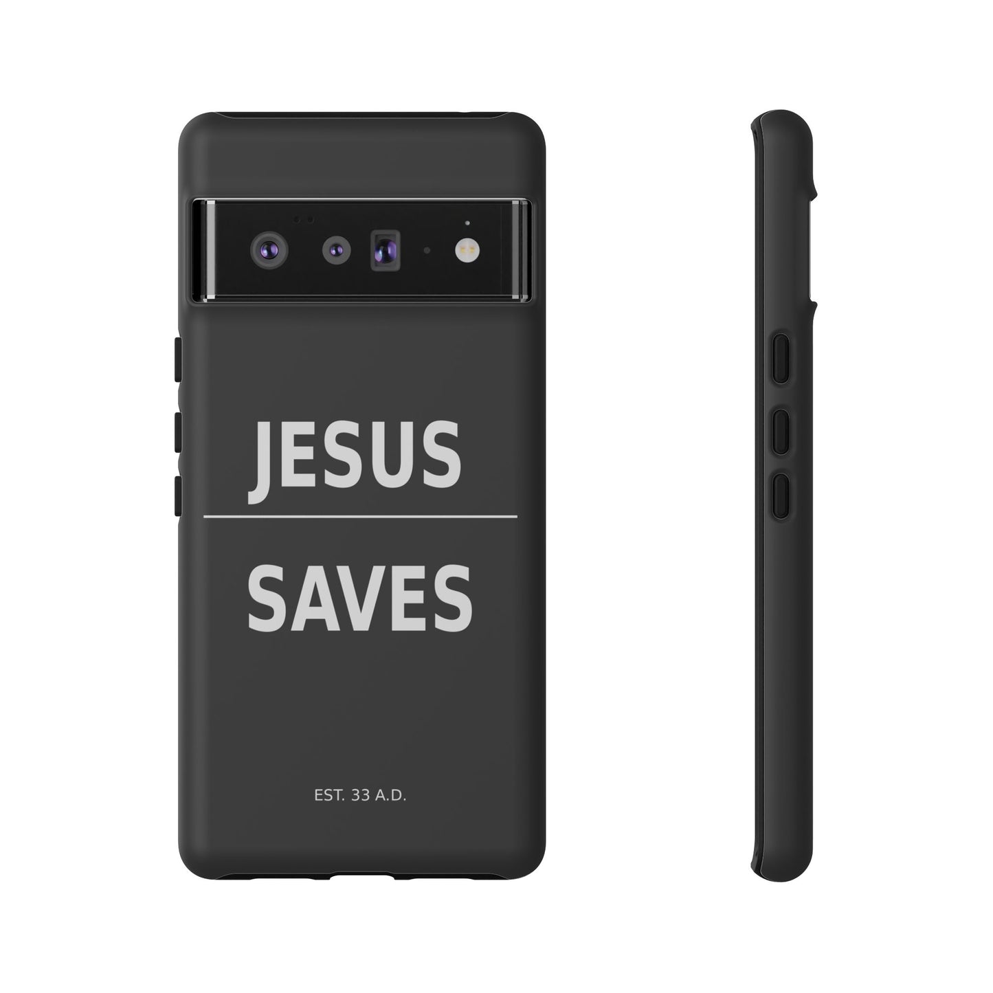 Jesus Saves Phone Case Christian Religious Minimalist Black Tough Cover