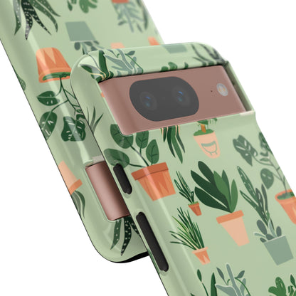 Plant Lover Phone Case | Cute Potted Plants Pattern | Botanical Aesthetic Tough Case