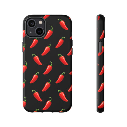 Spicy Chili Pepper Phone Case – Black Cute Hot Pepper Tough Cover for Iphone, Samsung Galaxy and Pixel