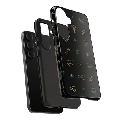 RN Nurse Phone Case – Minimal Medical Icon Pattern Healthcare Worker Tough Case