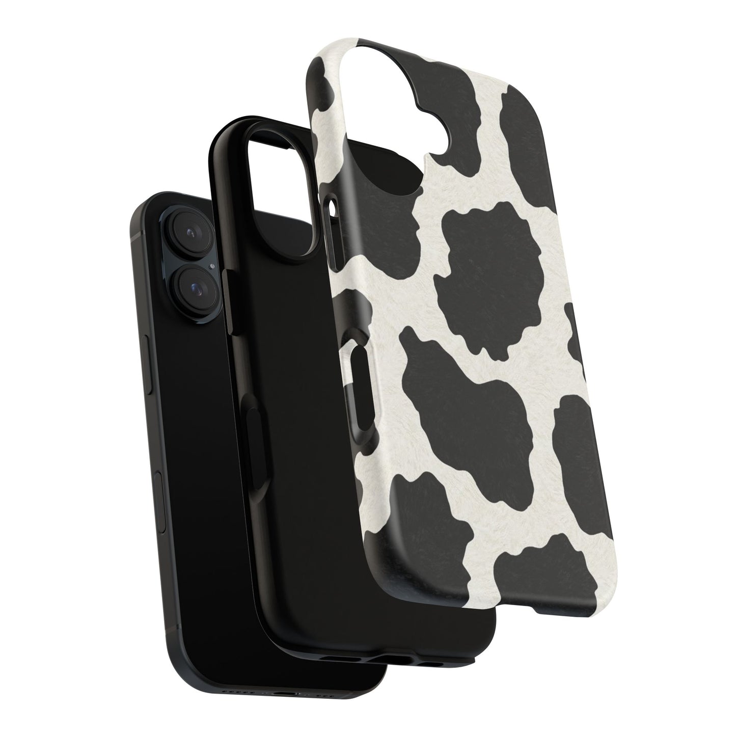 Black & White Cow Print Phone Case | Western Aesthetic iPhone & Samsung Tough Case