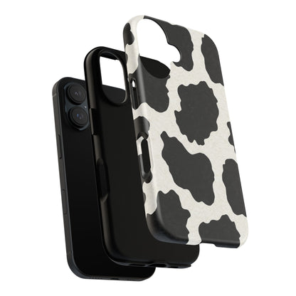 Black & White Cow Print Phone Case | Western Aesthetic iPhone & Samsung Tough Case