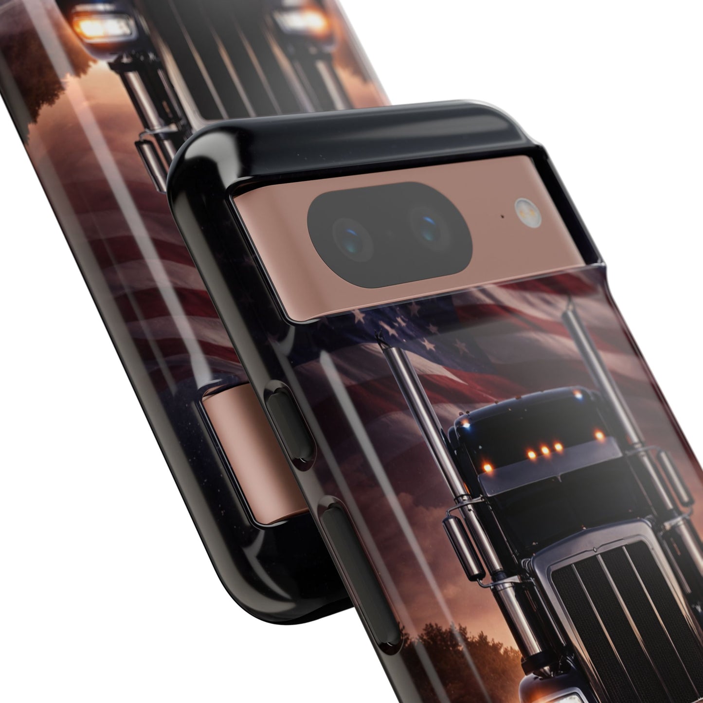 Semi Truck Phone Case American Flag Big Rig Trucker Gift iPhone Samsung