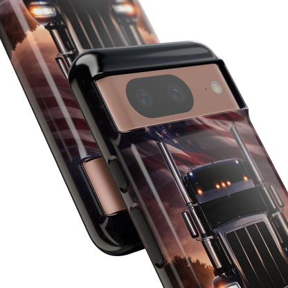 Semi Truck Phone Case American Flag Big Rig Trucker Gift iPhone Samsung