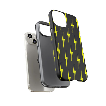 Yellow Lightning Bolt Tough Phone Case | Bold Electric Pattern Case for Iphone, Samsung Galaxy and Pixel