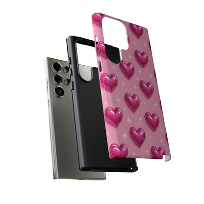 Pink Heart Pattern Phone Case | Tough Protective Case for Iphone, Samsung Galaxy and Pixel