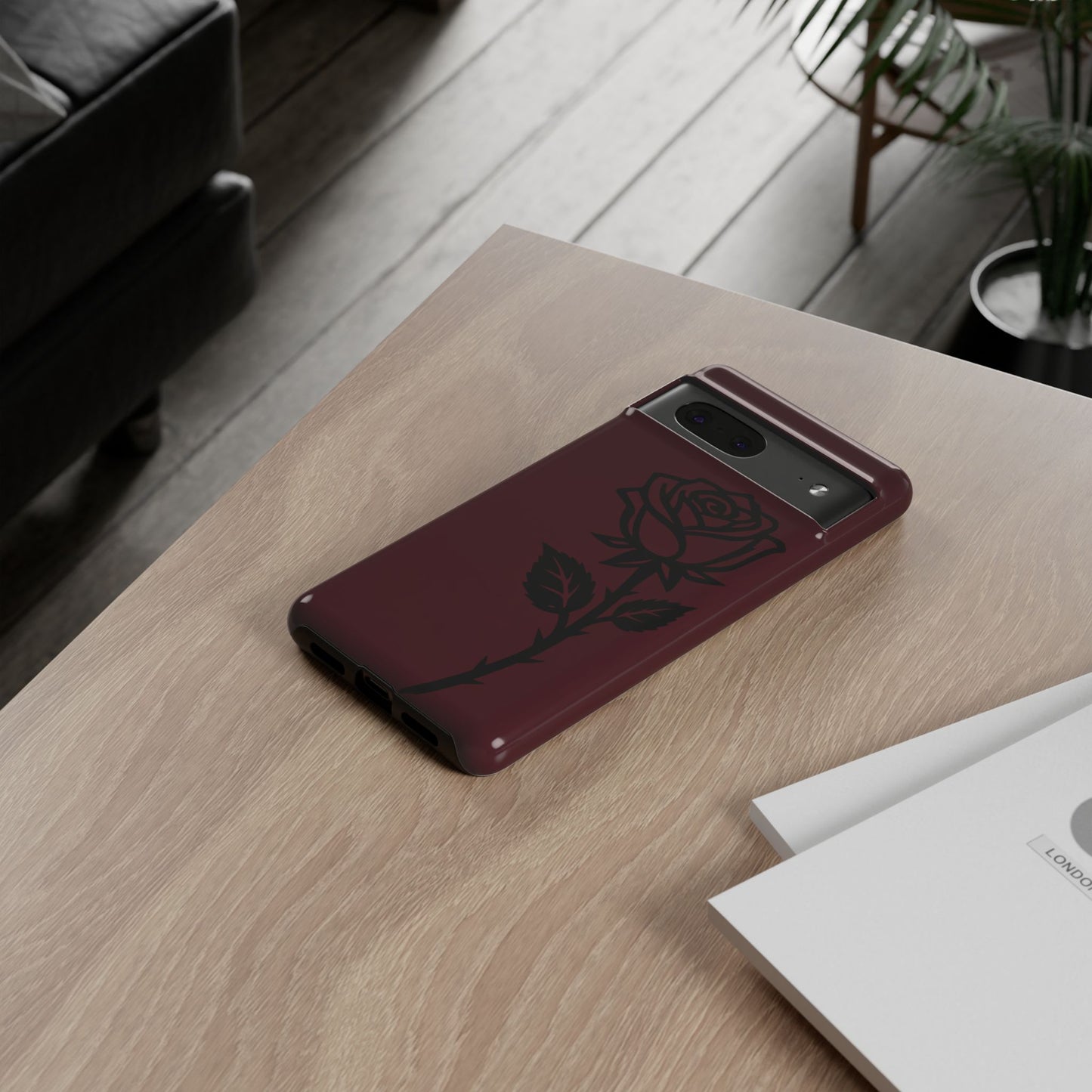Black Rose Burgundy iPhone Case | Dark Aesthetic Shockproof Protective Cover