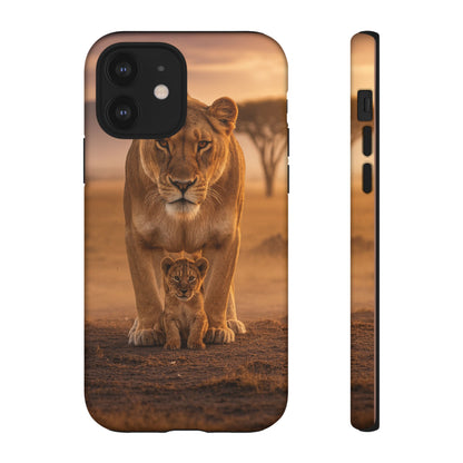 Lioness & Cub Phone Case | Safari Wildlife Tough Case for iPhone & Samsung