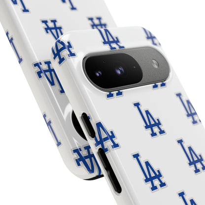 Blue LA Monogram Pattern Phone Case | Minimal Baseball Inspired Tough Cover