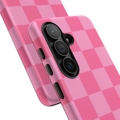 Pink Checkerboard Phone Case | Cute Aesthetic Checkered iPhone & Samsung Tough Case
