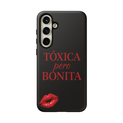 Toxica Pero Bonita Phone Case, Latina Quote Case, Red Lips Aesthetic, Spanish Saying Case, Trendy Tough Cover