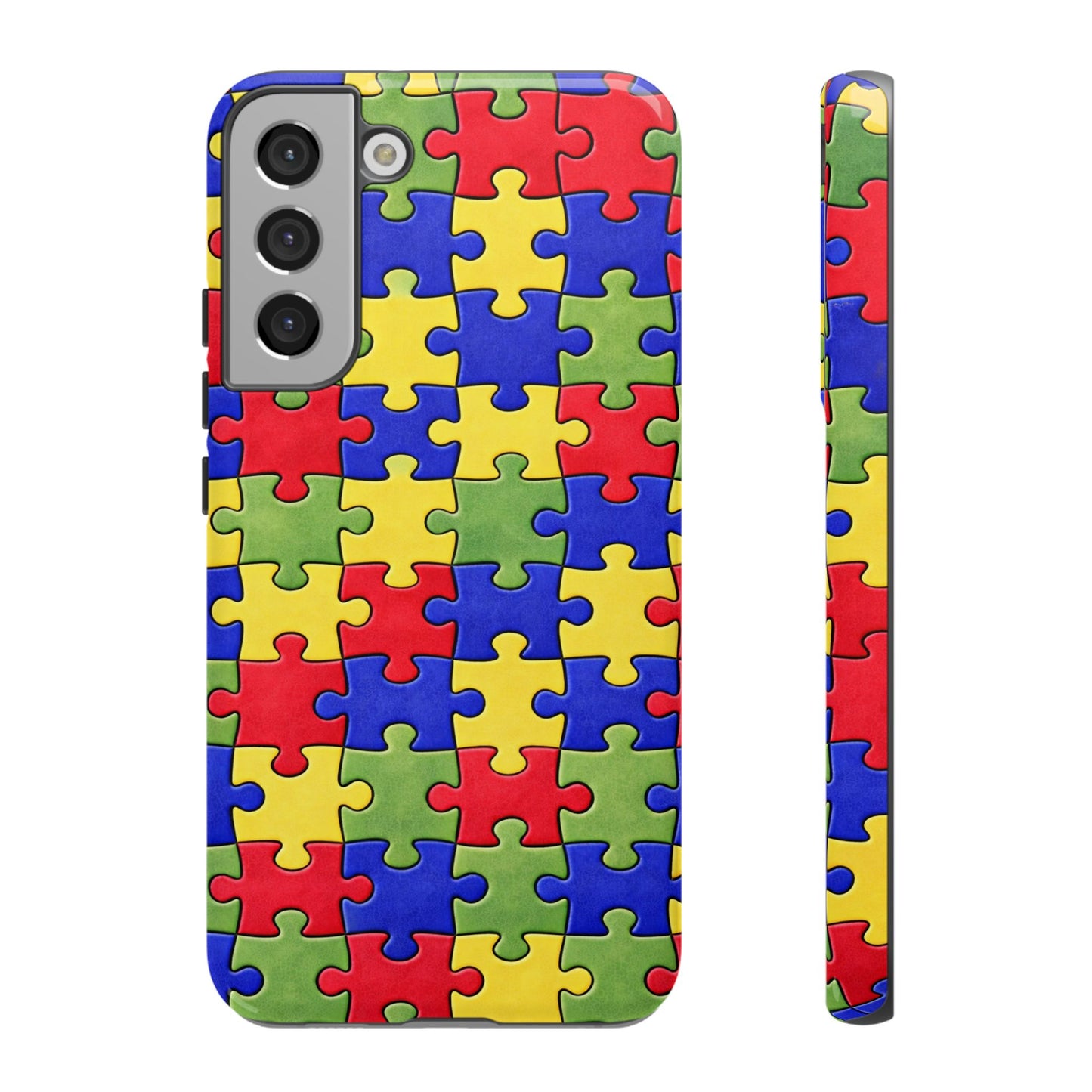 Colorful Puzzle Phone Case, Autism Awareness Jigsaw Design, Tough Protective Case, iPhone & Samsung Case, Vibrant Puzzle Pattern