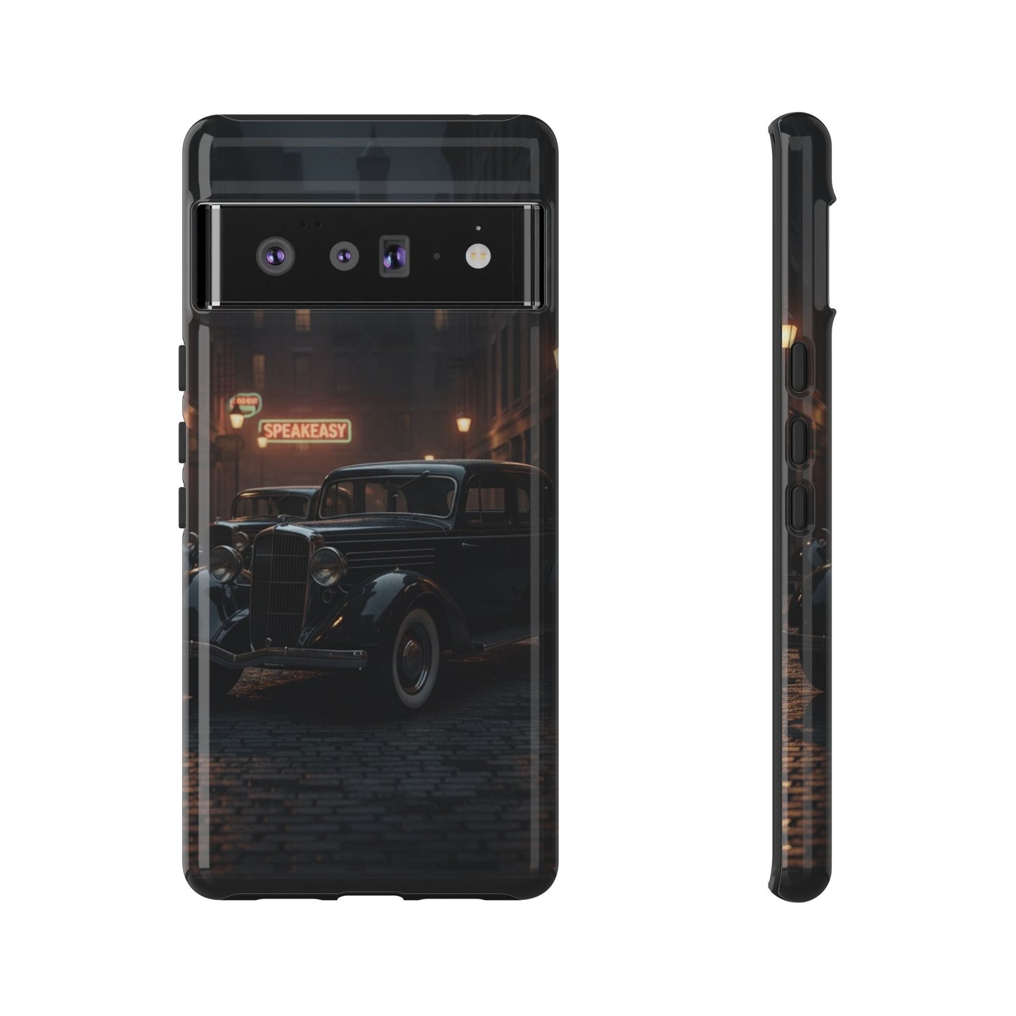 Vintage Classic Car Phone Case | Retro Noir Aesthetic | 1930s Street Scene Tough Case for iPhone & Samsung