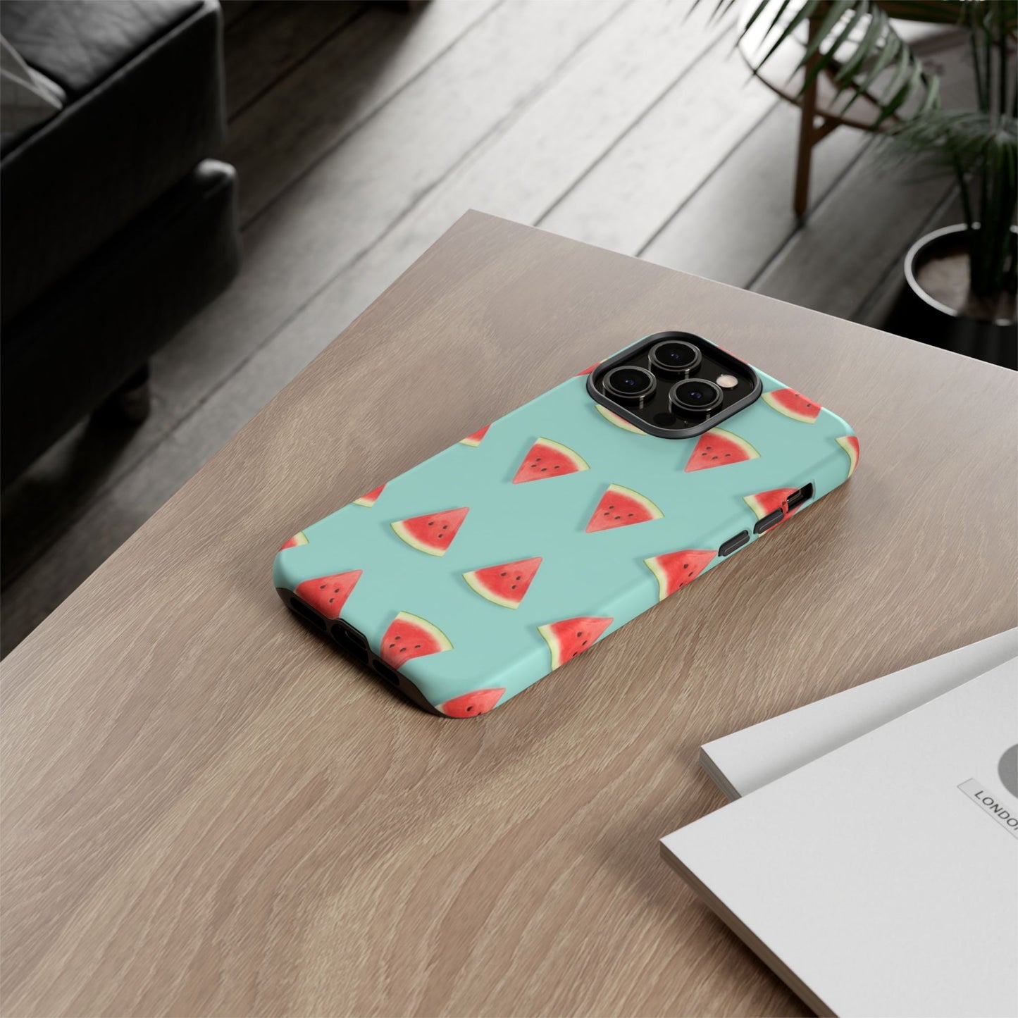Watermelon Phone Case – Pastel Blue Summer Fruit Tough Case (iPhone, Samsung, Pixel)