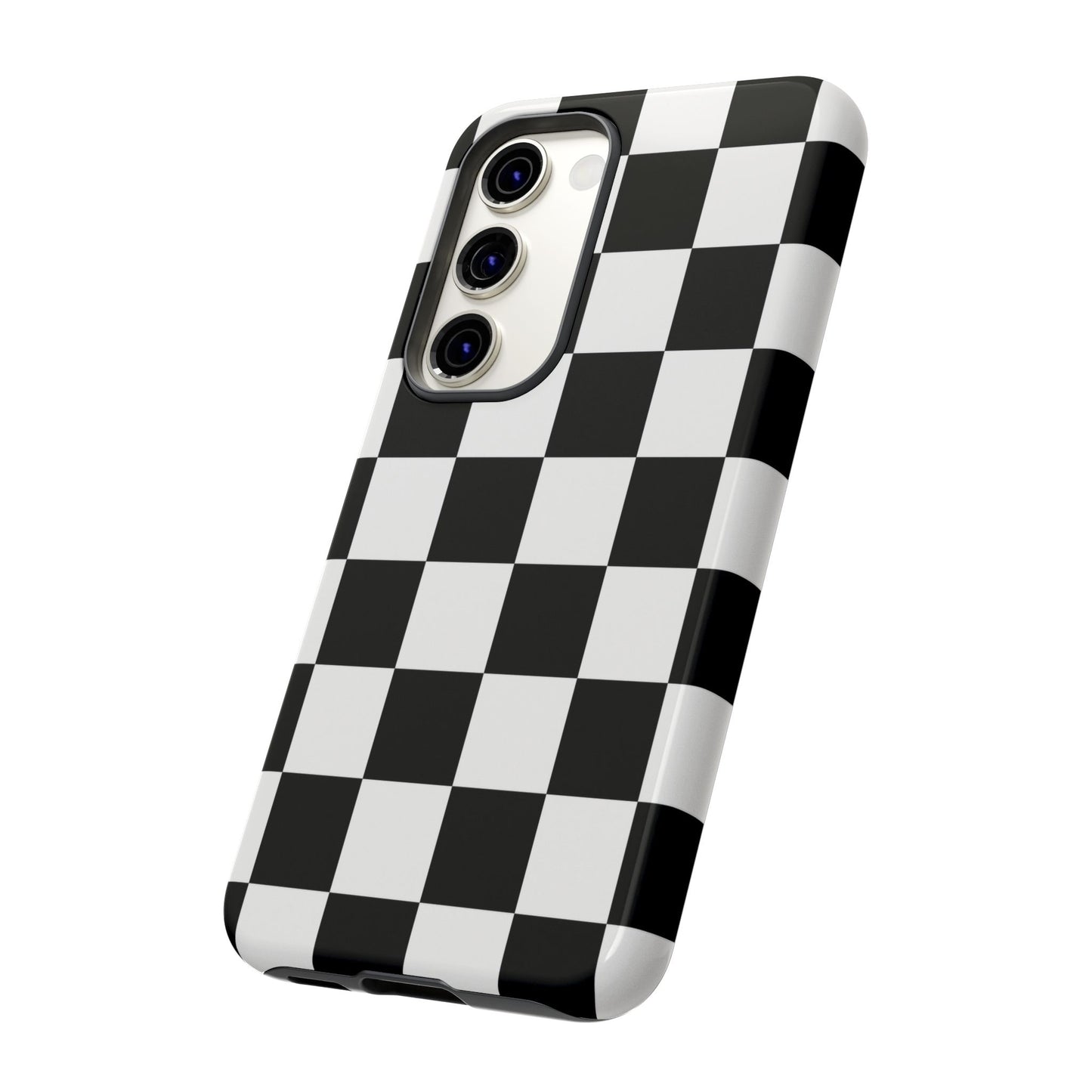 Black & White Checkerboard Phone Case – Classic Aesthetic Tough Protective Case