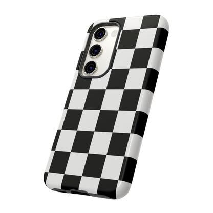 Black & White Checkerboard Phone Case – Classic Aesthetic Tough Protective Case