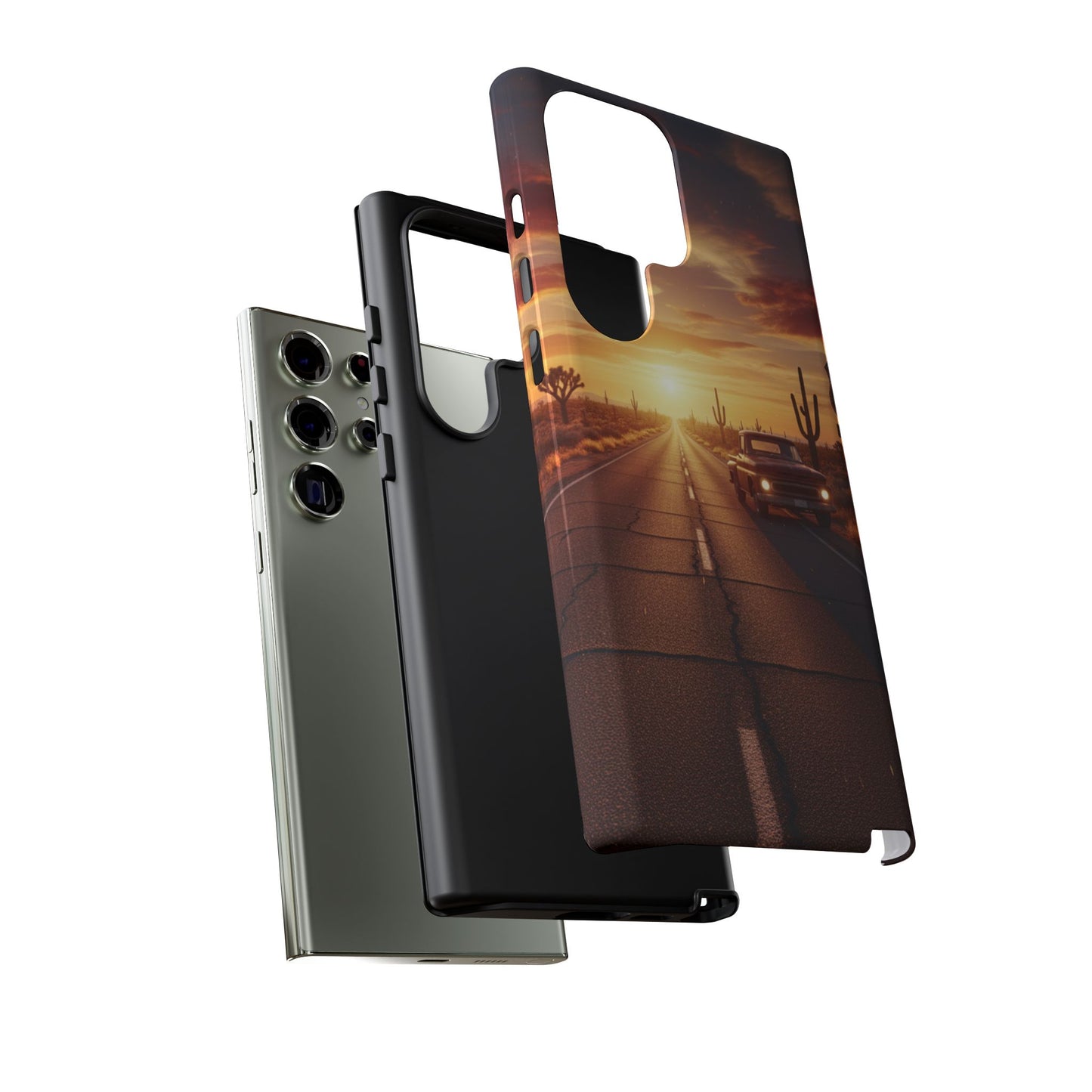 Route 66 Sunset Desert Highway Phone Case – Road Trip Travel Aesthetic Tough Case