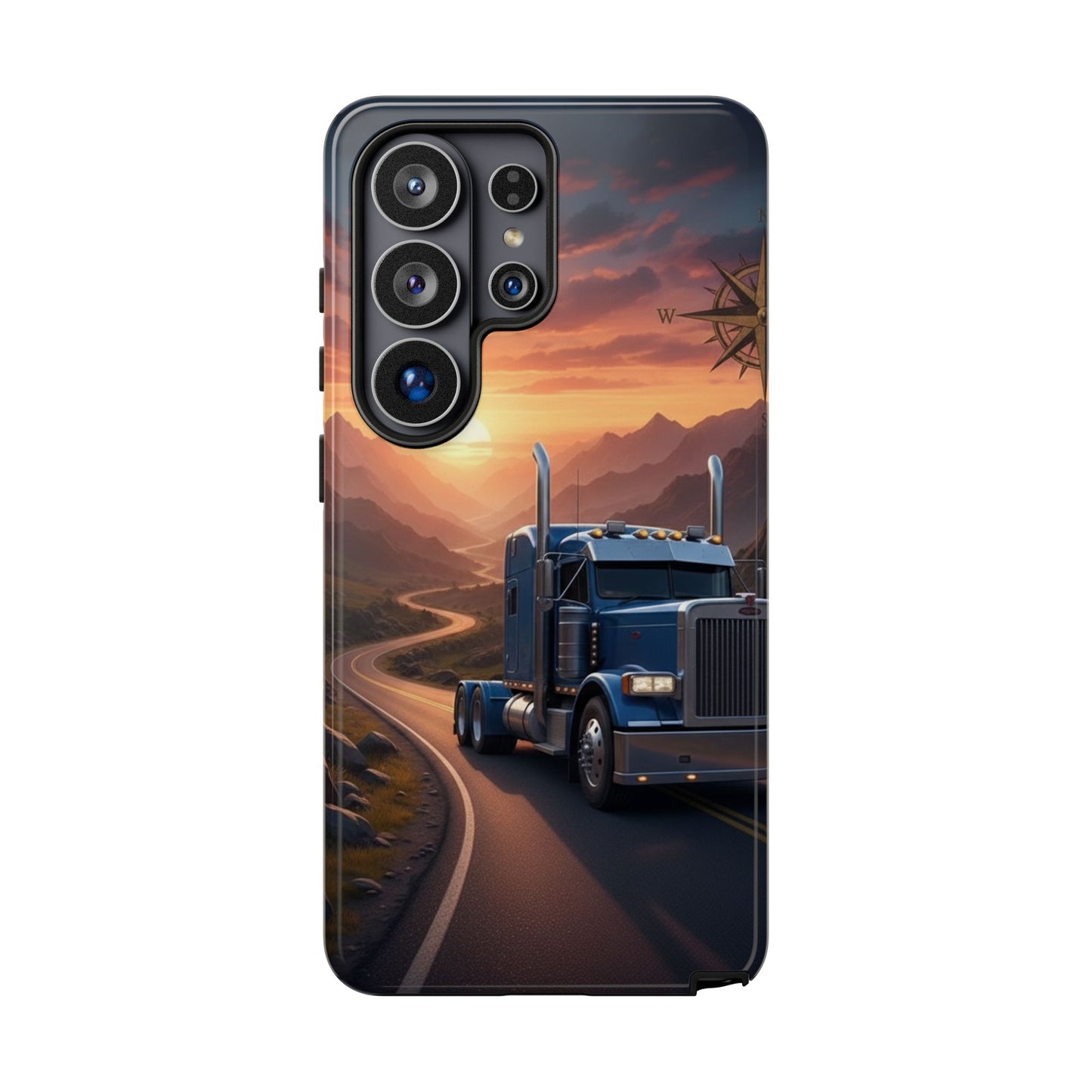 Semi Truck Sunset Phone Case | Trucker Gift | Diesel Truck Highway Road iPhone & Samsung Tough Protective Case