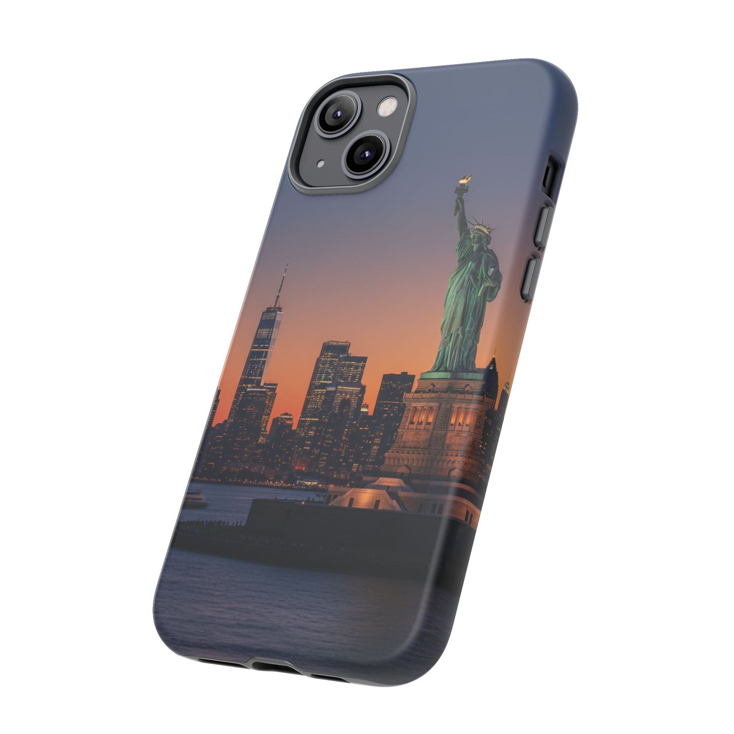 Statue of Liberty Sunset Phone Case – New York City Skyline Travel Aesthetic Tough Case
