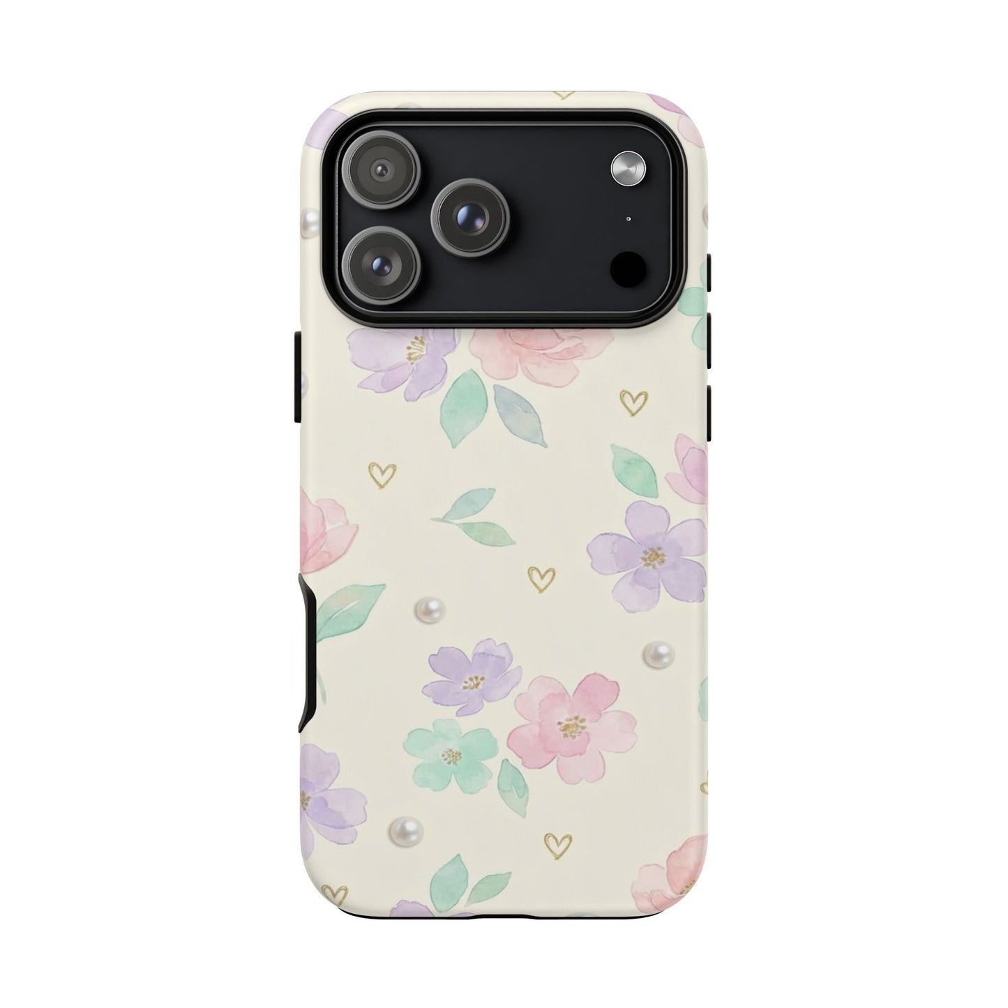 Pastel Floral Phone Case – Coquette Watercolor Flower Hearts Tough Case (iPhone, Samsung, Pixel)