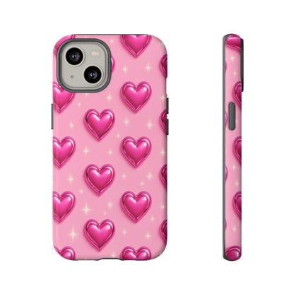 Pink Heart Pattern Phone Case | Tough Protective Case for Iphone, Samsung Galaxy and Pixel