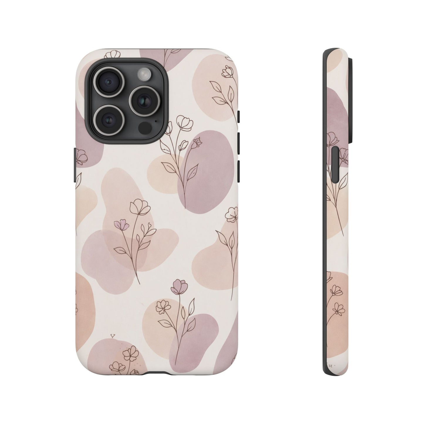 Blush Floral Phone Case Neutral Botanical Watercolor Tough Cover