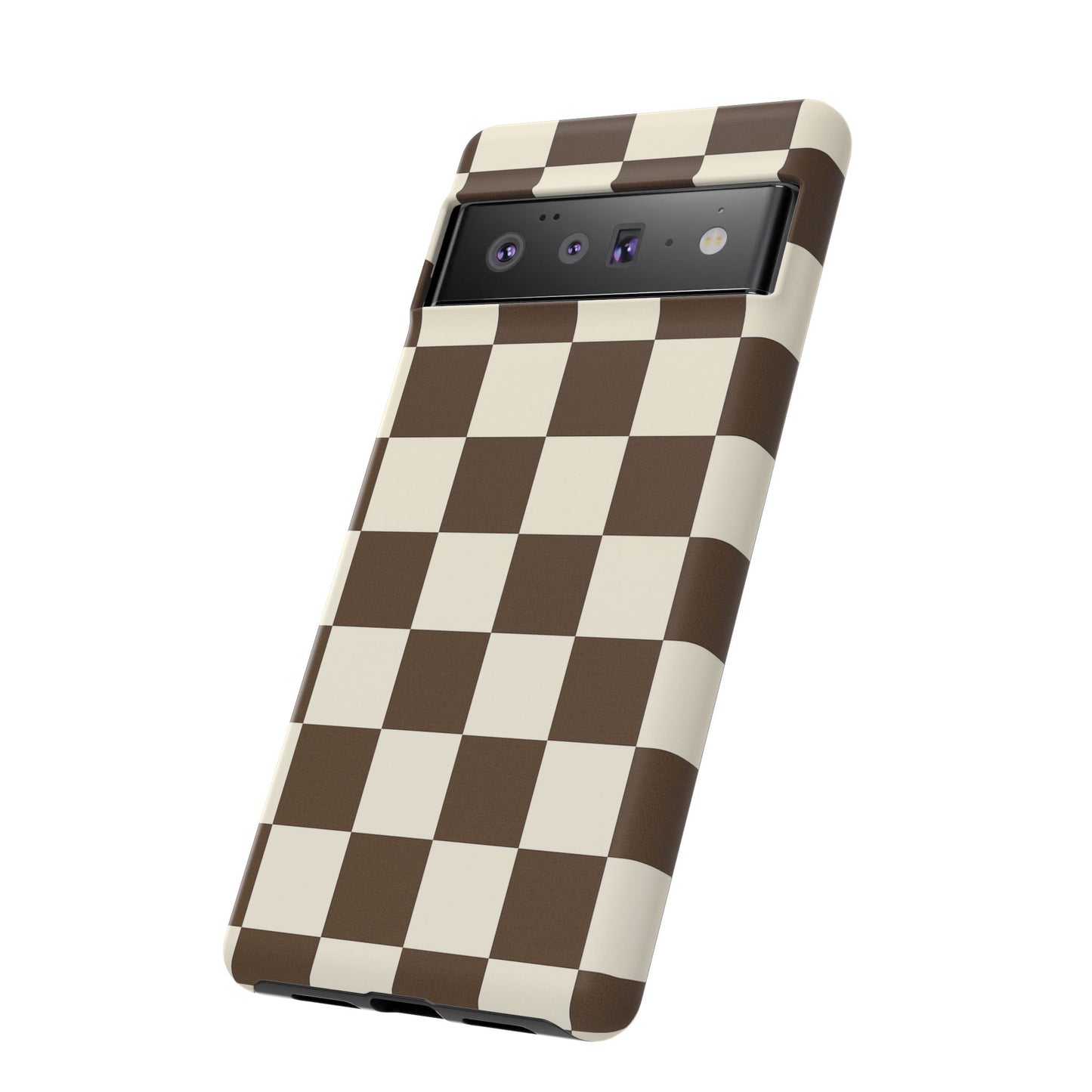 Mocha Checkerboard Phone Case | Neutral Aesthetic Tough Case