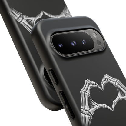 Skeleton Hands Heart Phone Case | Gothic Black Protective Cover