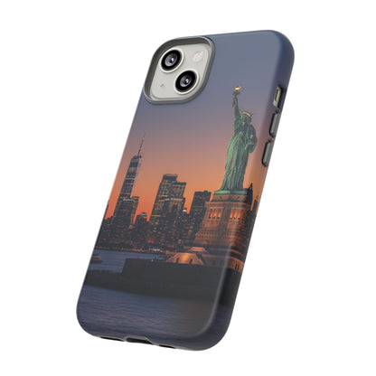 Statue of Liberty Sunset Phone Case – New York City Skyline Travel Aesthetic Tough Case