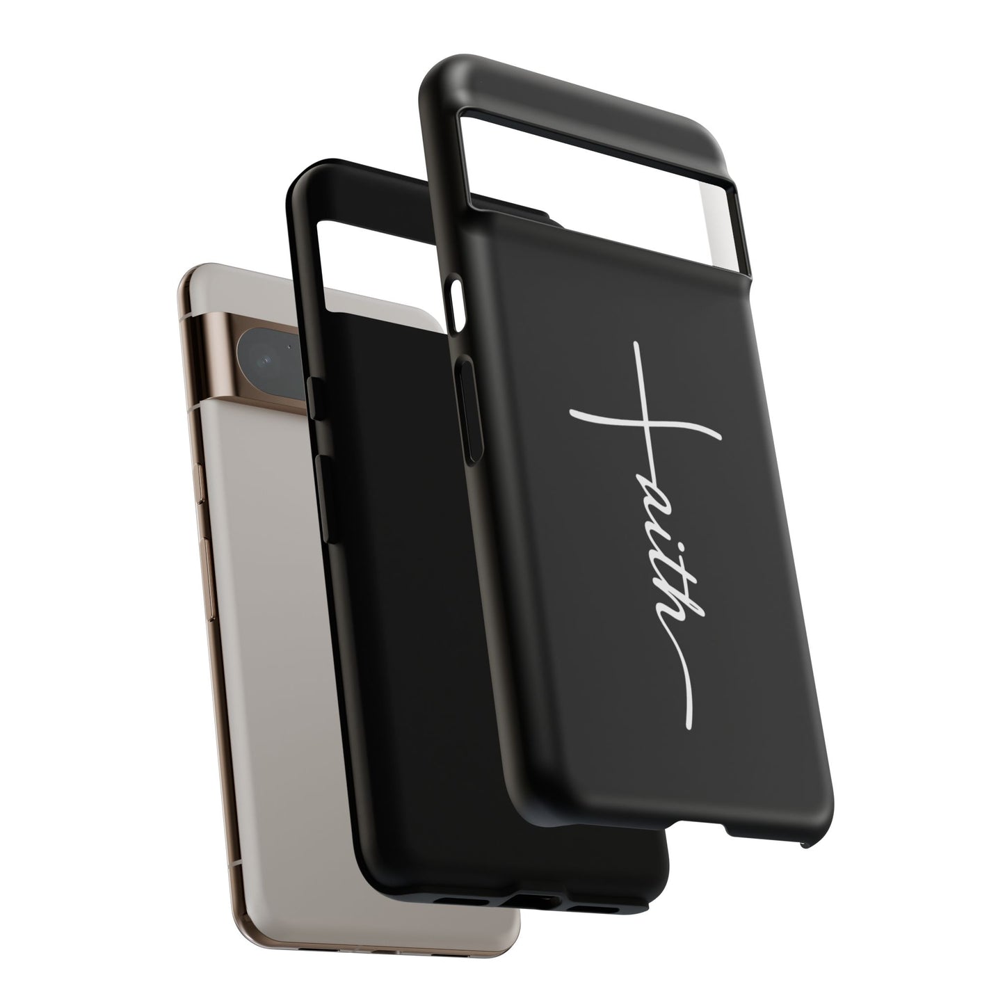 Faith Cross Phone Case, Christian Aesthetic Minimalist Black Matte Case, Religious Gift iPhone Samsung Cover