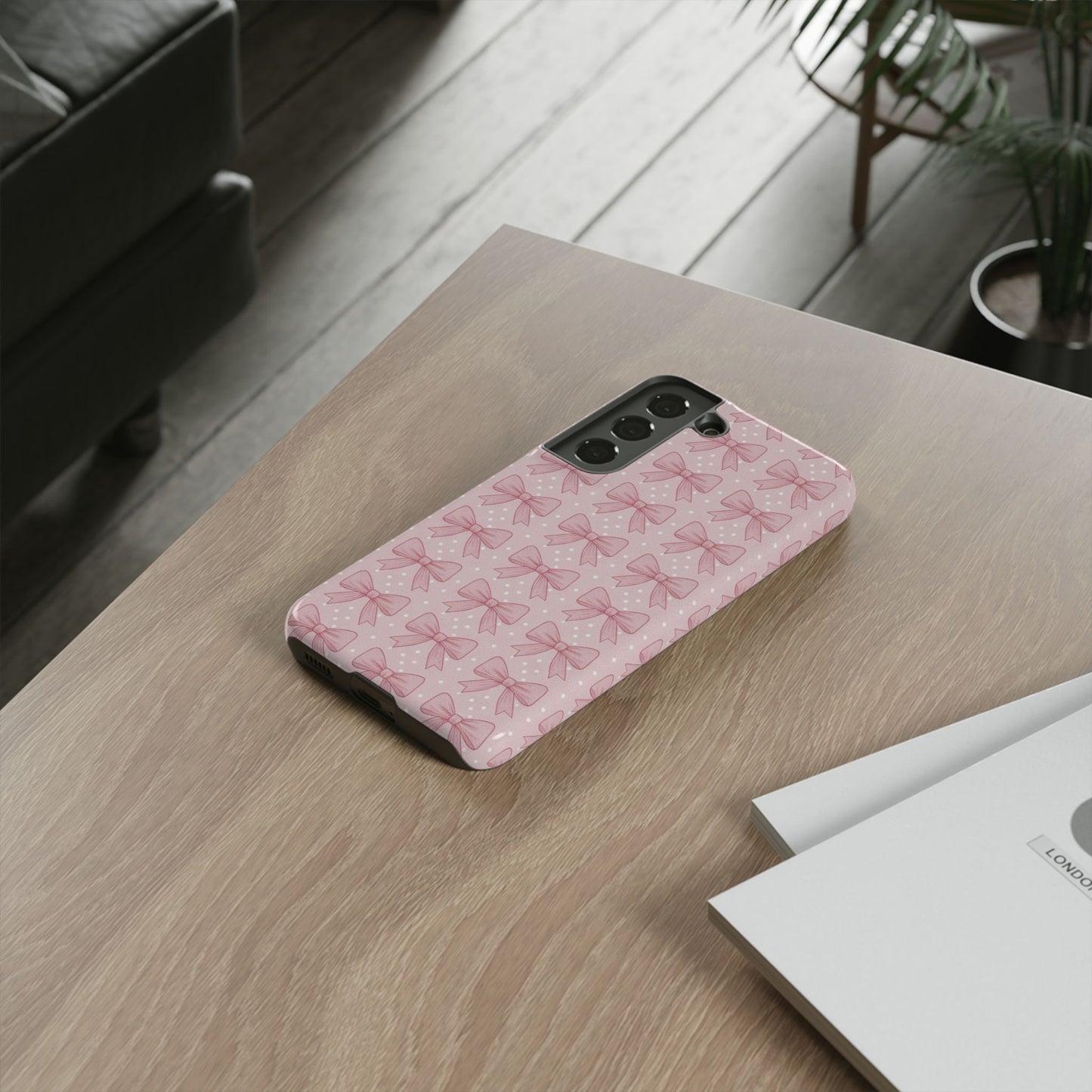 Pink Bow Pattern Phone Case – Soft Coquette Aesthetic Tough Case