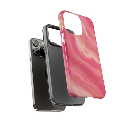 Pink Marble Phone Case | Rose Gold Swirl Aesthetic Tough Protective Case