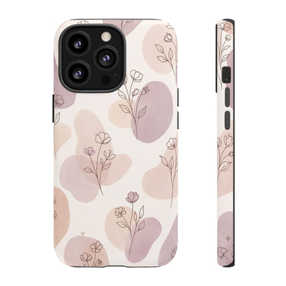Blush Floral Phone Case Neutral Botanical Watercolor Tough Cover