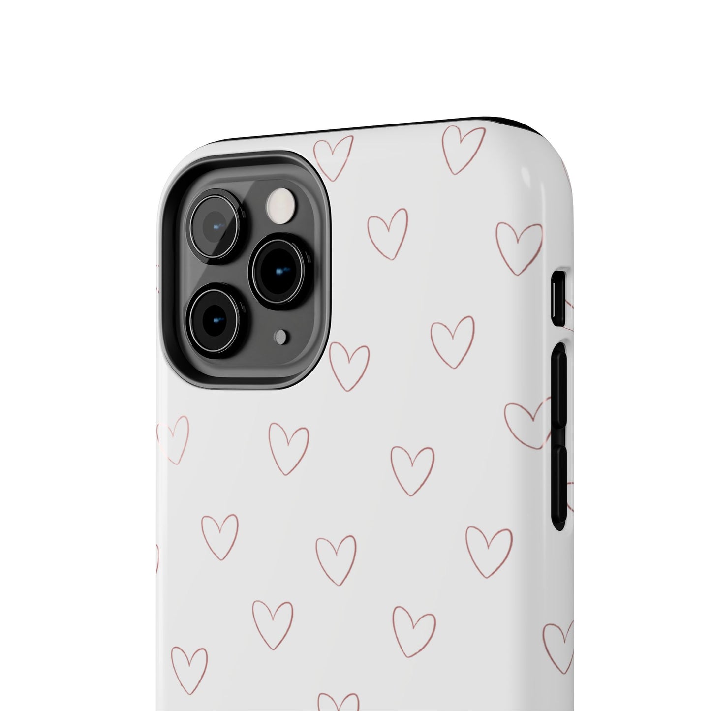 Hand-Drawn Hearts Tough Phone Case | Minimal Pink Heart Pattern