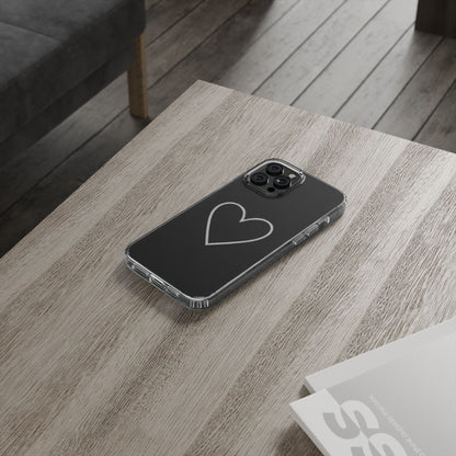 Minimal Hand-Drawn Heart Clear Phone Case | Aesthetic Clear Protective Case