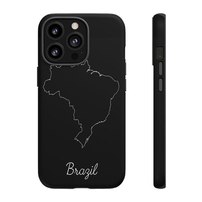 Brazil Outline Phone Case – Minimal Country Map Tough Case (iPhone, Samsung, Pixel)