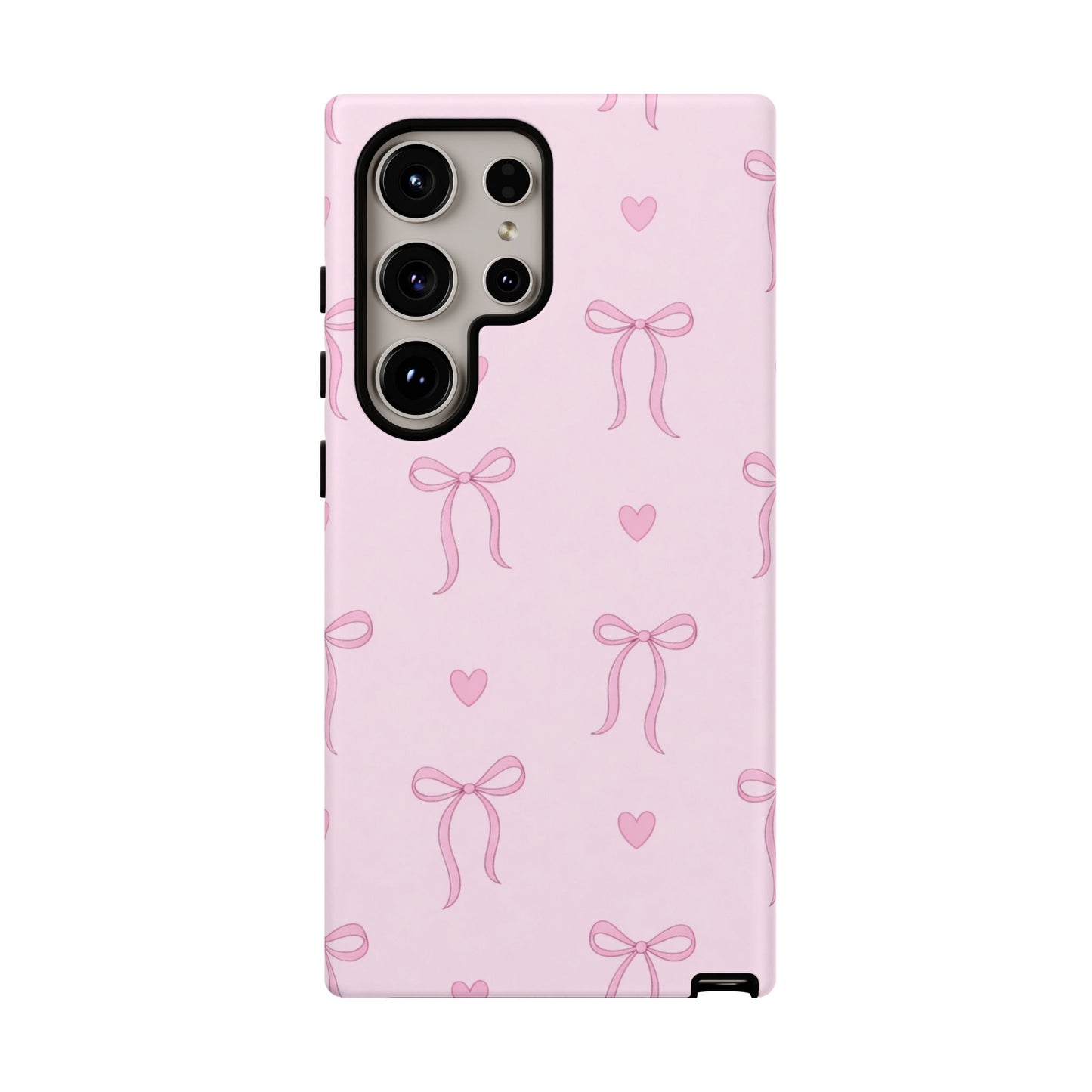 Pink Bow Heart Aesthetic Phone Case – Coquette Cute Tough Cover