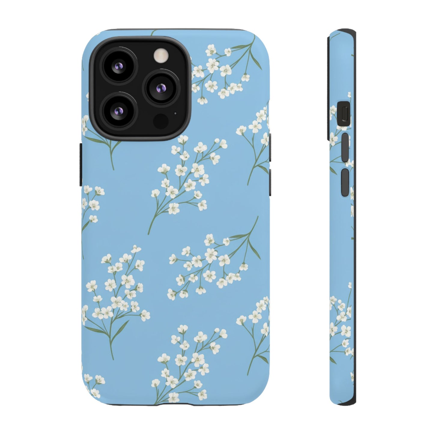 Baby’s Breath Floral Phone Case – Blue Minimal Flower Aesthetic Tough Case