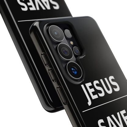 Jesus Saves Phone Case Christian Religious Minimalist Black Tough Cover