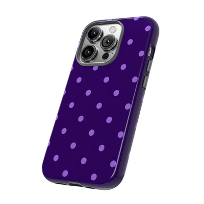 Purple Polka Dot Tough Phone Case – Cute Stylish Durable Protective Cover for Iphone, Samsung Galaxy and Pixel